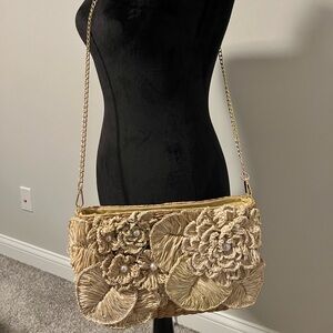 Chic Floral Tan Shoulder Bag
